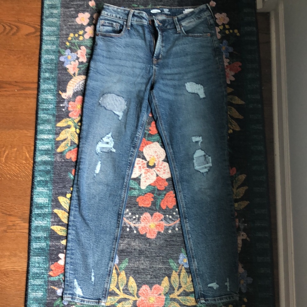Old Navy Rockstar High Rise Super Skinny Distressed Denim Jeans, Size 10